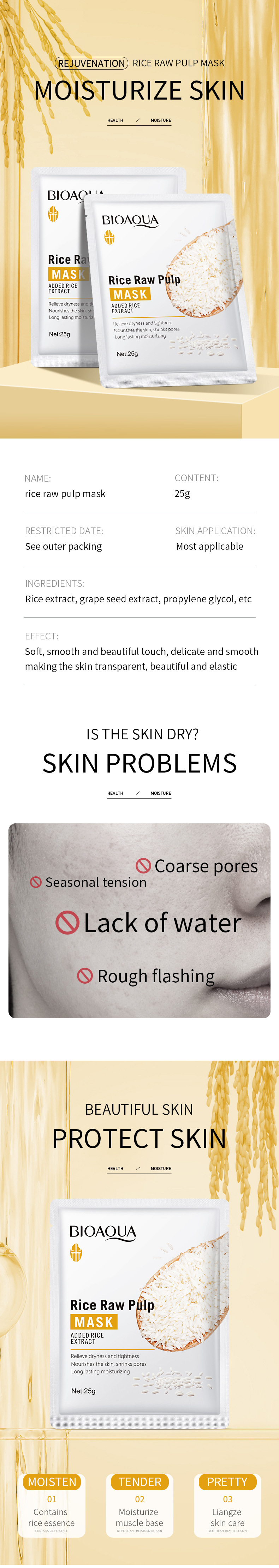 BIOAQUA rice puree Mask, a full-English skincare mask, is specially designed for cross-border export pic 19