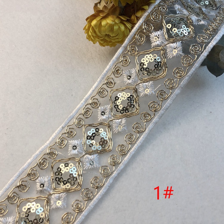 In stock: mesh, sequin, embroidery, lace, gold thread, bone lace, webbing, curtains, wedding lace, clothing accessories pic 21