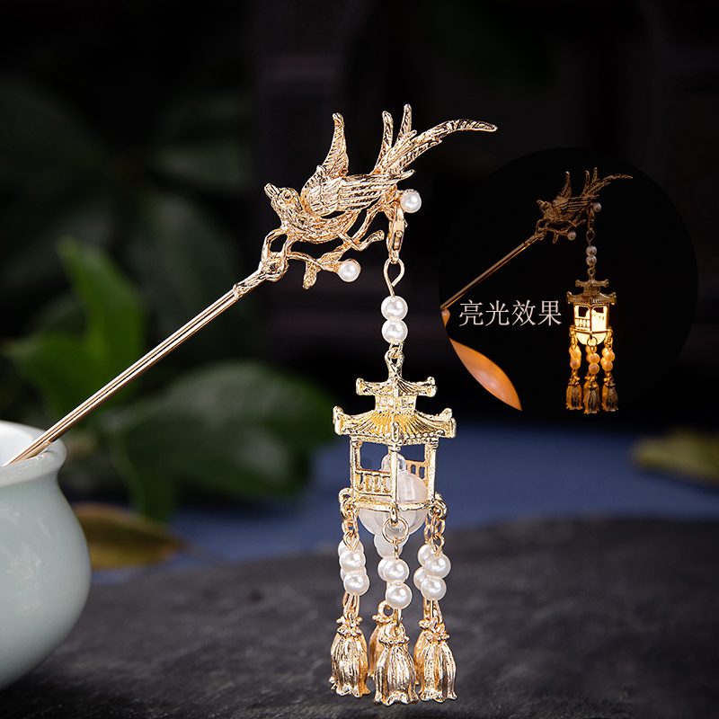 复古流苏宫灯发簪感发光簪子女古风头饰汉服发饰新鲜出炉百搭簪子详情22