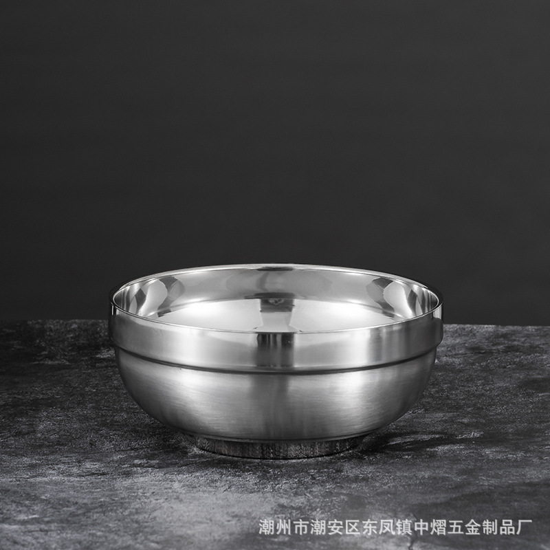 加厚不锈钢碗304食品级双层防烫铂金汤碗成人儿童饭店食堂饭碗详情11