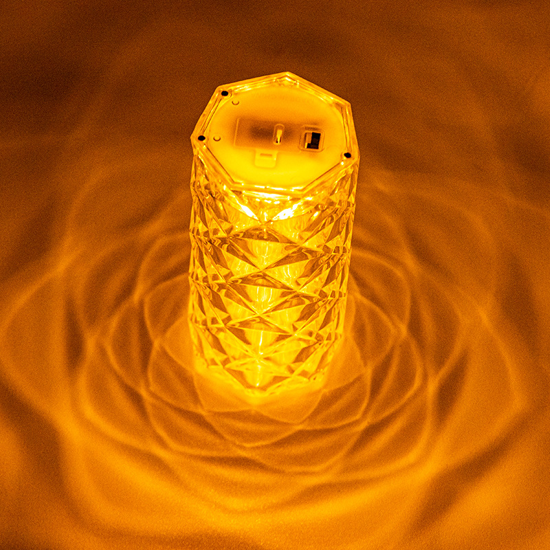 Crystal diamond rose lamp table lamp, bedroom Internet celebrity atmosphere, bedside romantic petal, bar and dining room decoration, night light pic 3