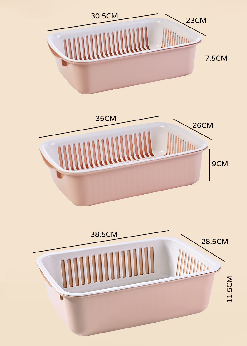 Multi-functional storage basket, fruit plate, Nordic creative double-layer draining basket, plastic household vegetable basin, kitchen and living room pic 12