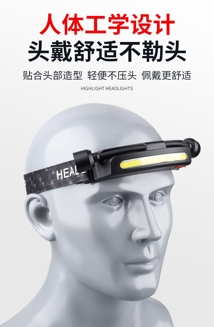 Ultra-light night fishing dual-head lamp head-mounted flashlight, outdoor strong light charging ultra-bright fishing special cob lamp pic 16