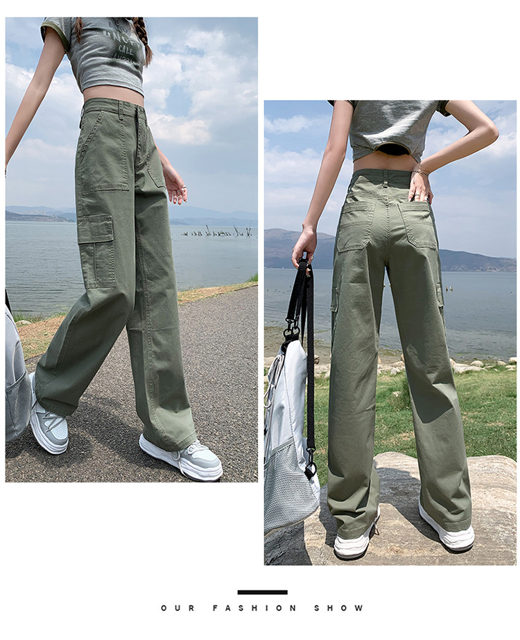 美式直筒工装裤女2024年春季新款高腰宽松显瘦窄版阔腿休闲裤详情26