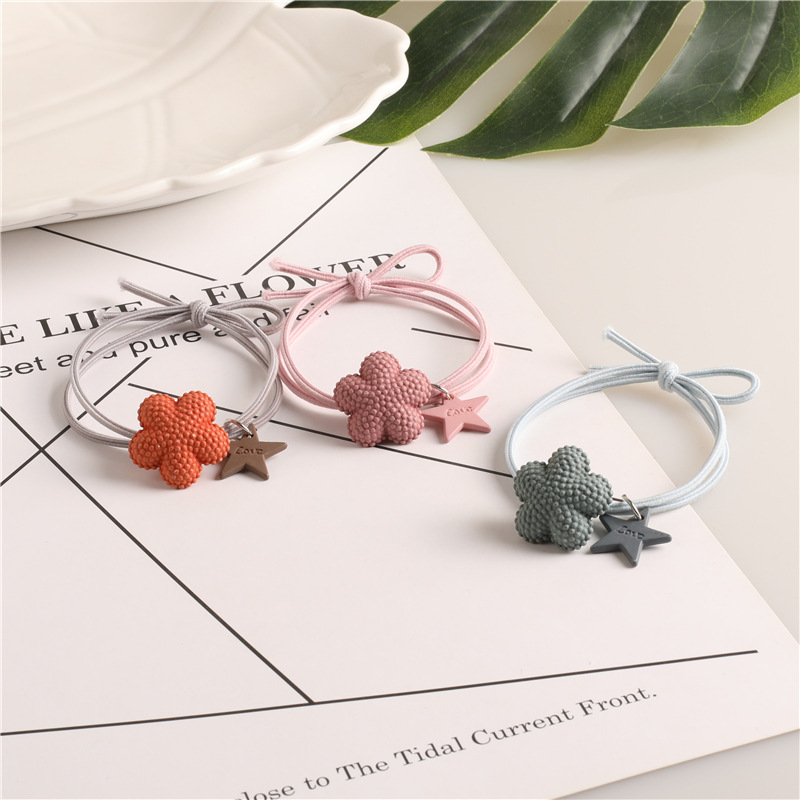 Korean style Instagram popular hair tie, creative cartoon five-pointed star flower hair band, hair tie rubber band, high-elasticity hair tie pic 14
