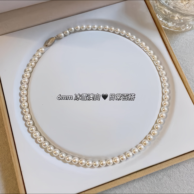 施家仿澳白珍珠项链女轻奢小众高级感春夏气质叠戴锁骨颈链2024详情18