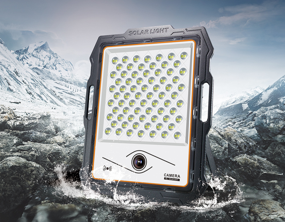太阳能监控投光灯户外太阳能灯便携露营手提灯庭院监控摄像头详情1