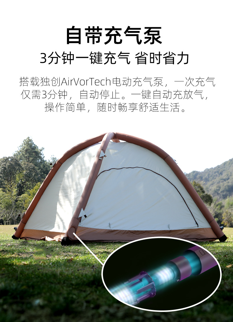 Portable one-click automatic inflatable tent for outdoor camping (including external tent) pic 5