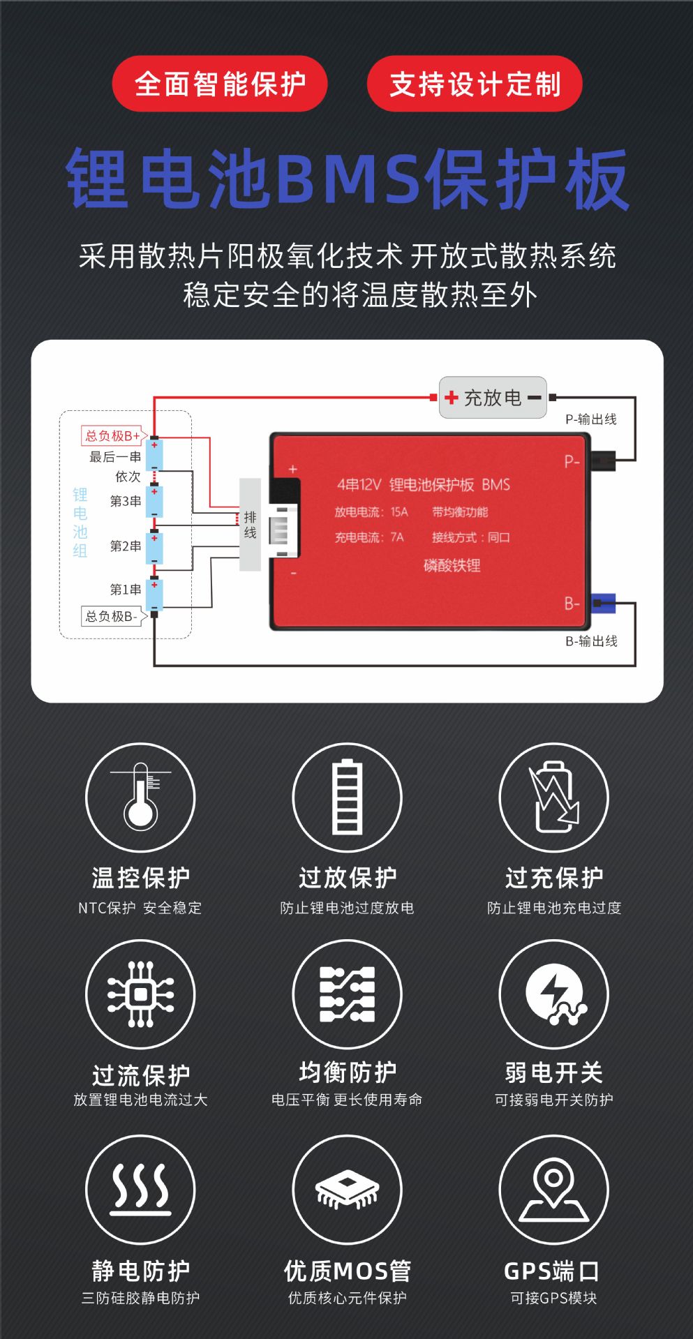 大功率12V100AH太阳能路灯电源户外应急电源露营房车储能电源详情4