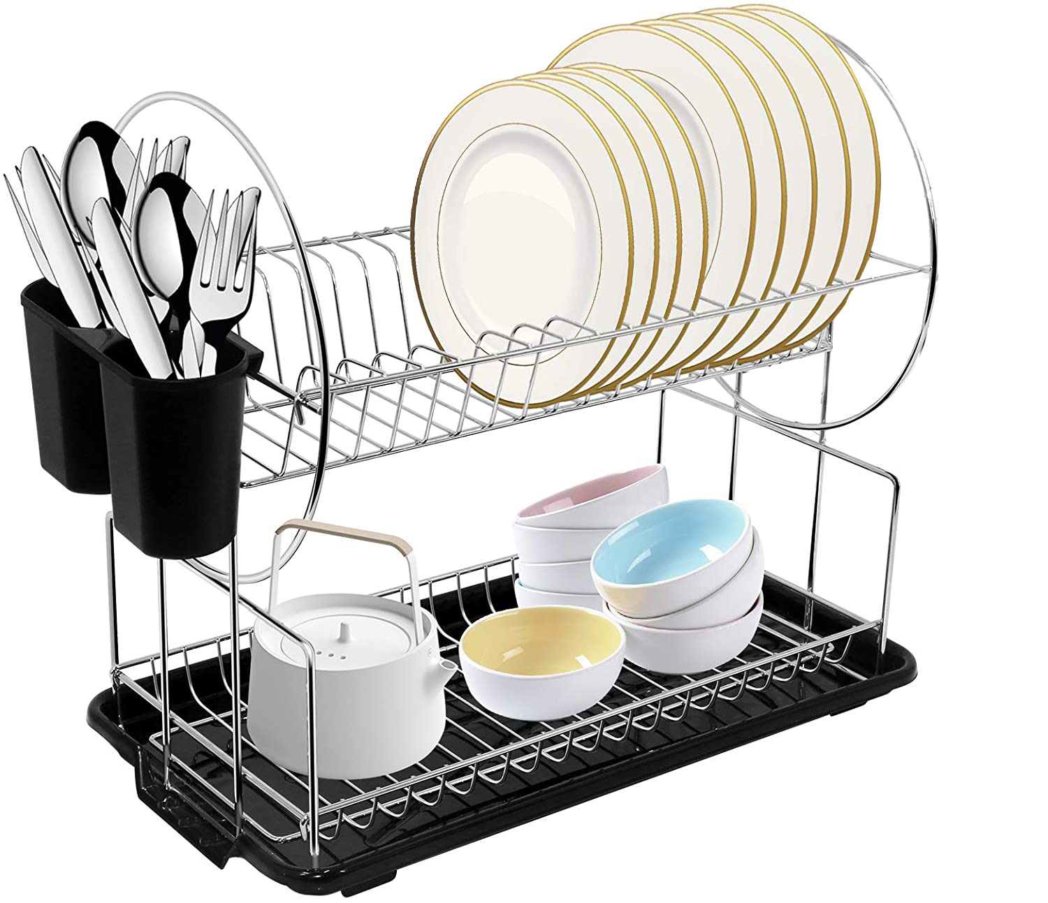 特惠现货不锈钢碗碟沥水架一件代发厨房双层置物架子kitchen rack详情17