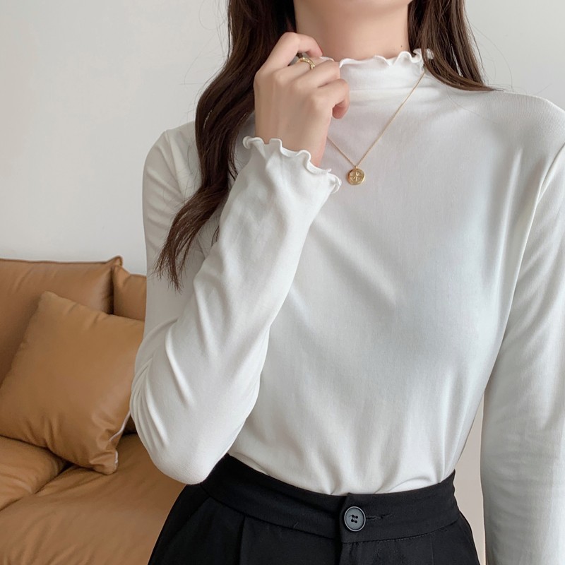 代发供货 加厚精梳纯棉春秋装女装长袖T恤印花内百搭上衣打底衫详情5