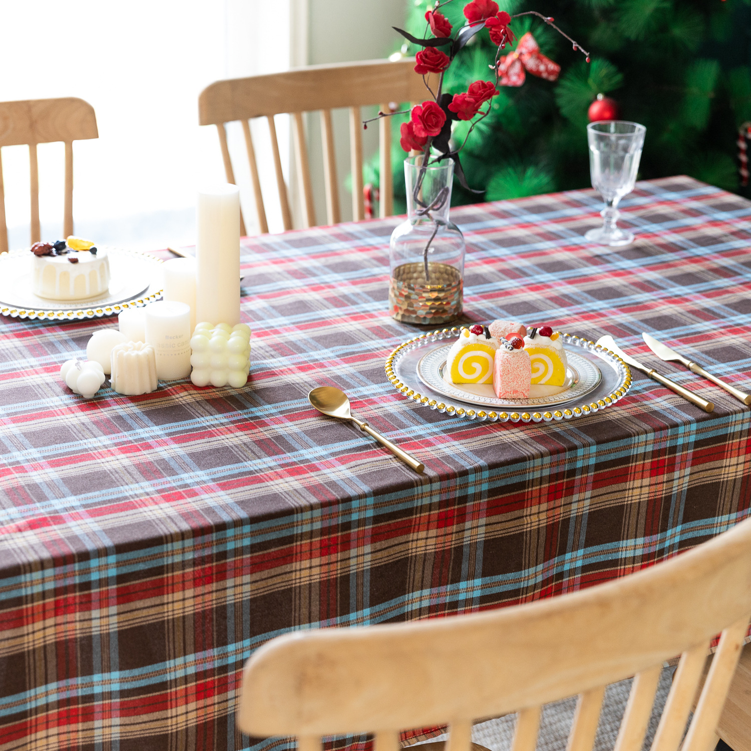 American green checkered table fabric Christmas Day Amazon rectangular atmosphere decoration tablecloth manufacturer, South Korea pic 24
