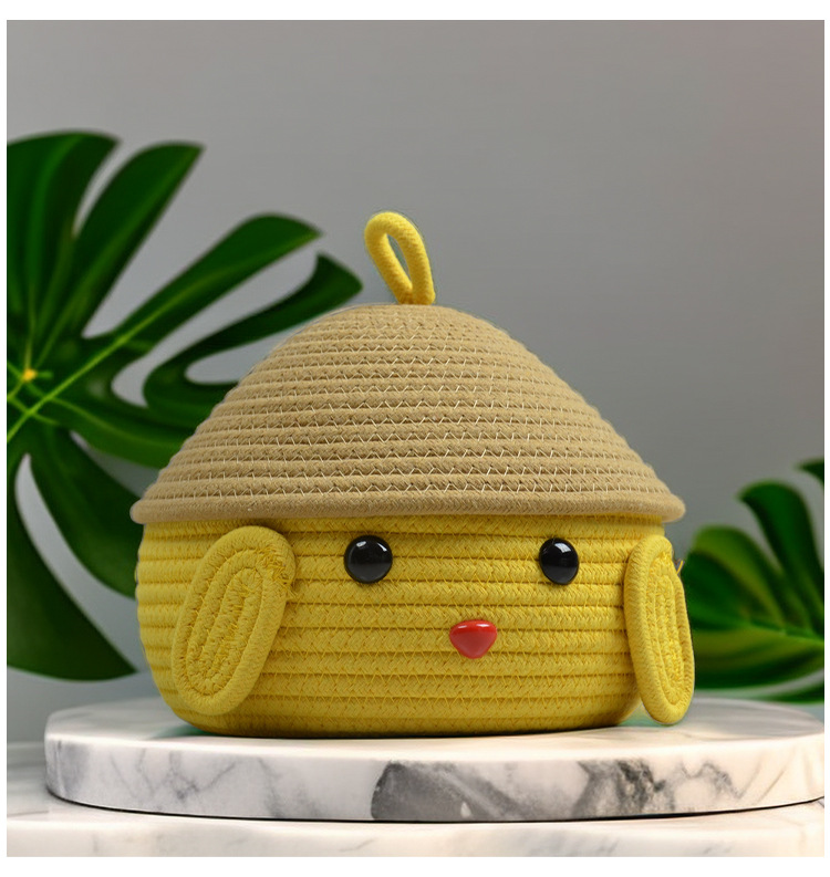 卡通布丁狗收纳盒桌面收纳篮零食杂物化妆品带盖整理篮家用储物盒详情11