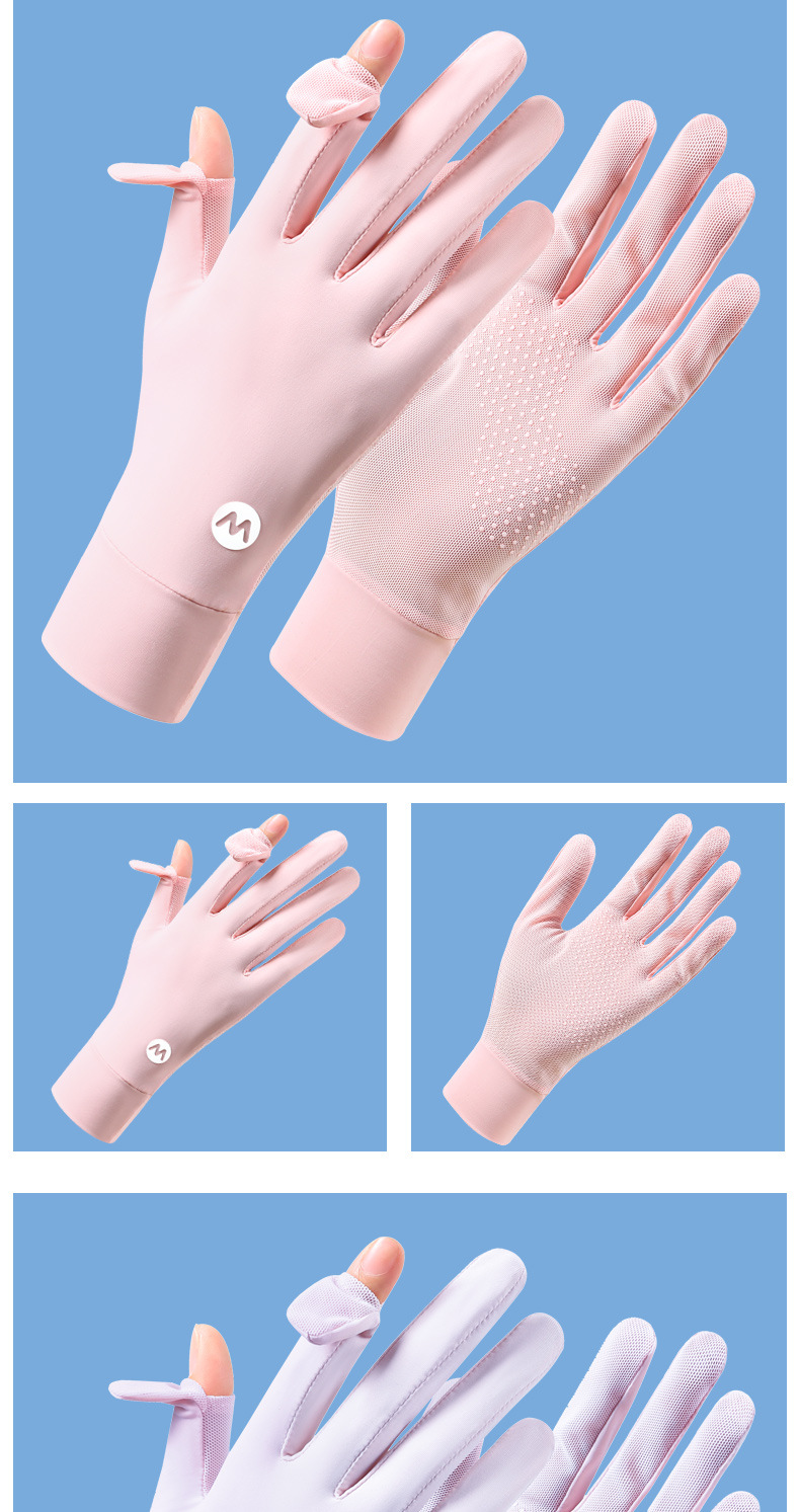 夏季防晒手套女士冰丝骑行薄款防滑透气美甲防紫外线露指夏天开车详情27