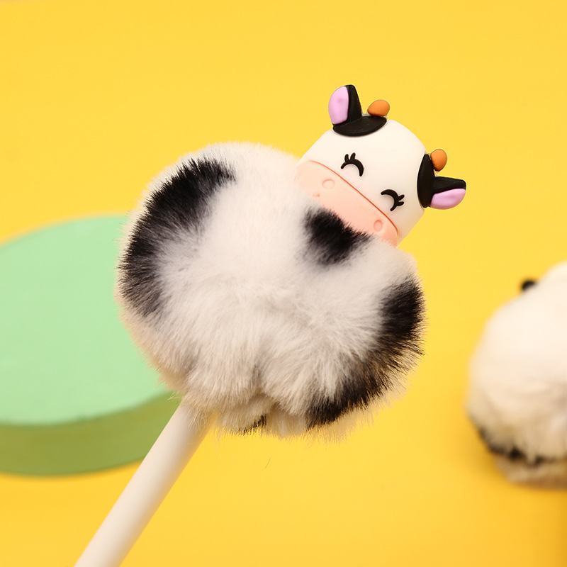 Zhongfan zf2278 Cow Press Gel Pen, Office Stationery, fluffy Ballpoint pen, student exam Cow Gel Pen pic 5