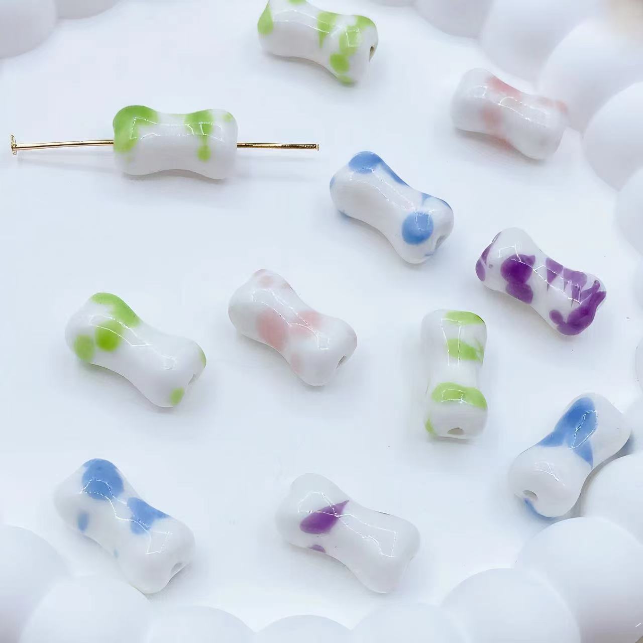 Simple and colorful ceramic pearlescent surface fish five-petal flower beads scattered beads diy handcrafted beaded bracelet decoration accessories pic 29