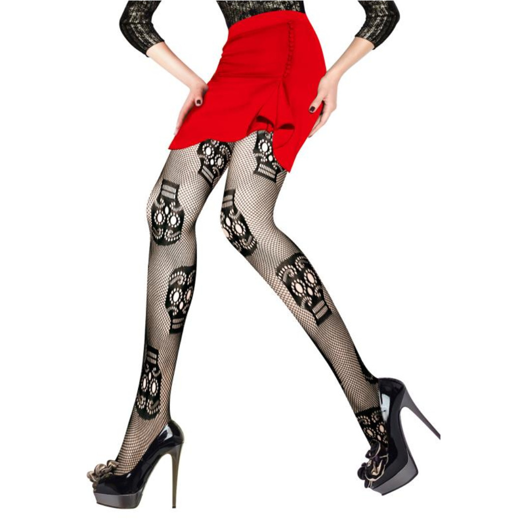 Cross-border special sexy tits medias medias telaraña cráneo red de pesca jacquard malla calcetines cientos de patrones disponibles pic 12