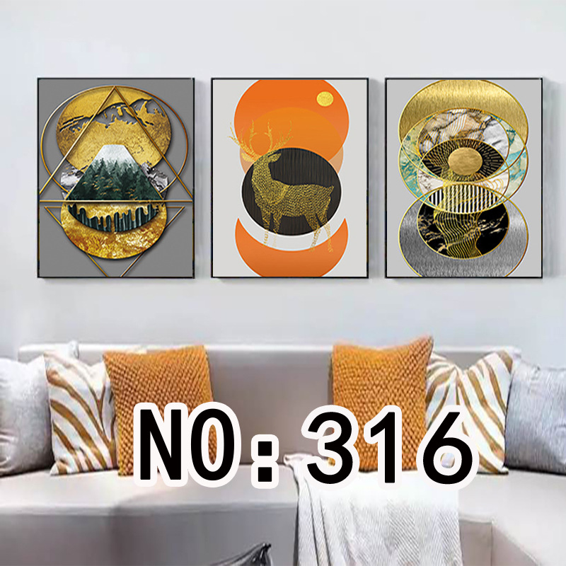 三联装饰画黑框玄关壁画无框油画跨境布挂画酒店卧室油画抽象挂画详情9