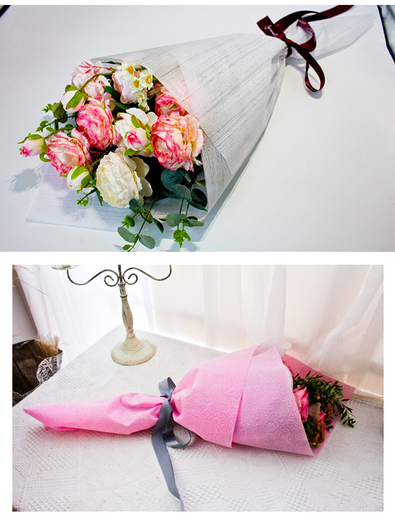 Estampado no tejido floral bouquet de flores paquete de papel papel floral día de san valentín diy material de florista arte floral embalaje de flores pic 12