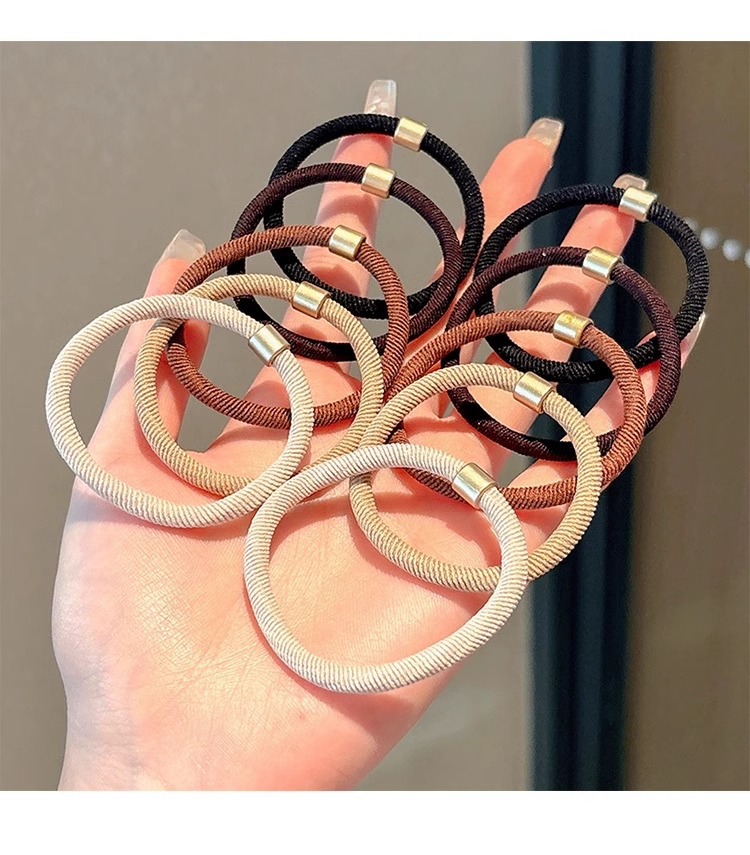 A high-end and elegant high ponytail hair tie, a simple hair band, a brown high-elasticity and durable rubber band hair accessory pic 18