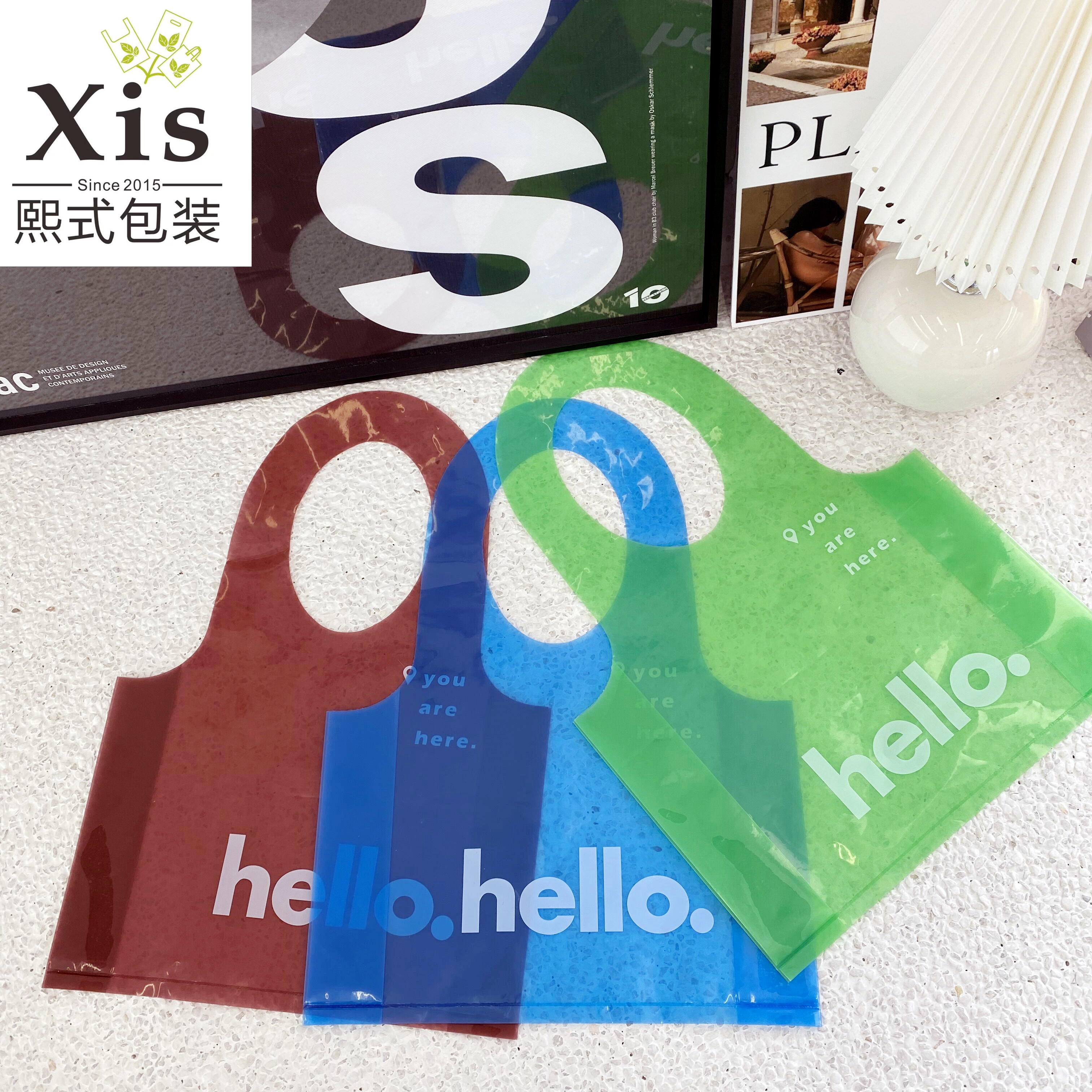 个性加厚服装手提袋大号塑料袋商场购物袋透明颜色包装袋礼品袋子详情5