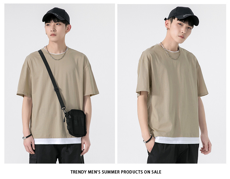A new summer style American high street round-neck short-sleeved T-shirt for men with loose and simple printed half-sleeved top pic 12
