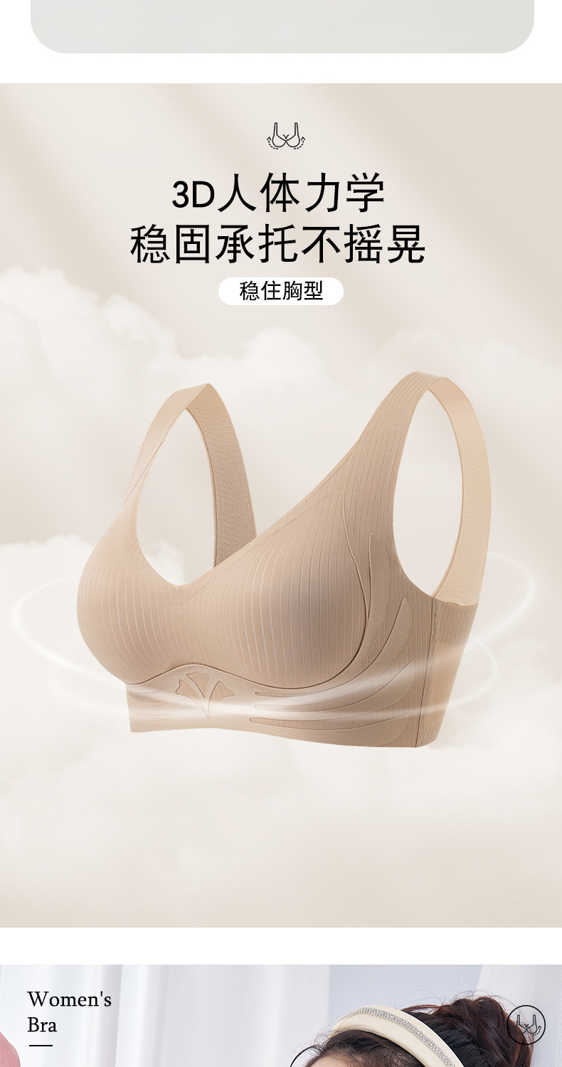 无痕内衣女小胸聚拢夏季薄款运动一体美背心式固定杯无钢圈文胸罩详情6