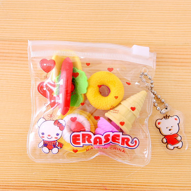 Zipper bag animal fruit cake, Christmas eraser, student prize, student eraser wholesale pic 9