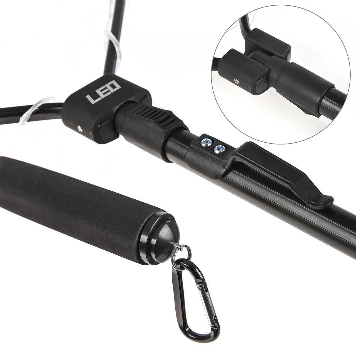 28079 LEO/ Leou [Black Aluminum Alloy Quick Folding Hand-written Net Rubber Net] Flying Fishing Net pic 5