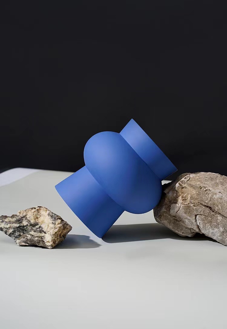 Nordic Ins-style ceramic vase, Klein blue ceramic flower arrangement, entrance decoration piece, light luxury living room decoration dry vase pic 17