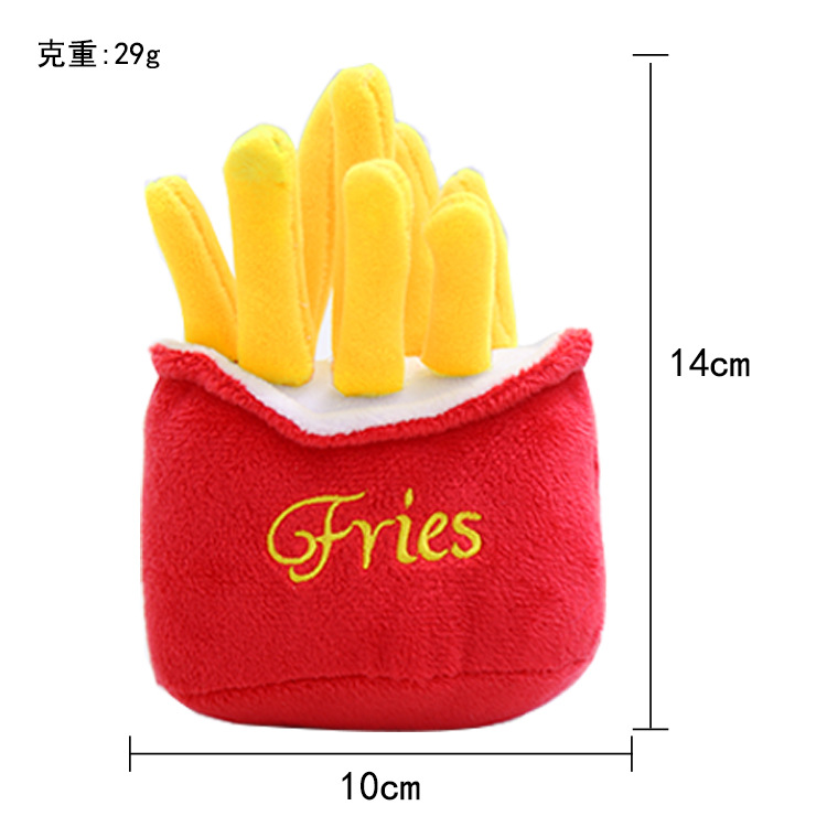 Cat plush sound-making toys, cute cat toys, French fries, hamburgers, pet supplies, toys, small and medium-sized dog teddy pic 4
