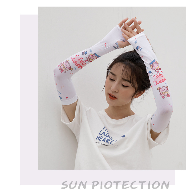 2021春夏季防晒袖套薄款冰丝手袖女骑车户外冰手臂套日系小清新袖详情15