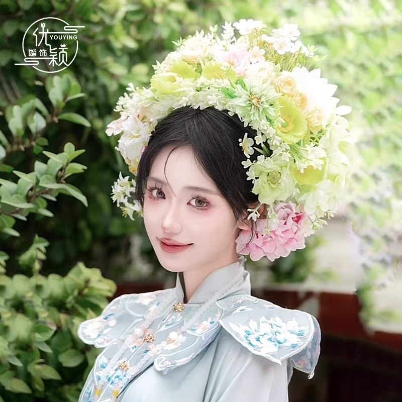 福建泉州浔埔女簪花头饰民族风花围高颜值爆款仿真花泉州簪花新款详情9