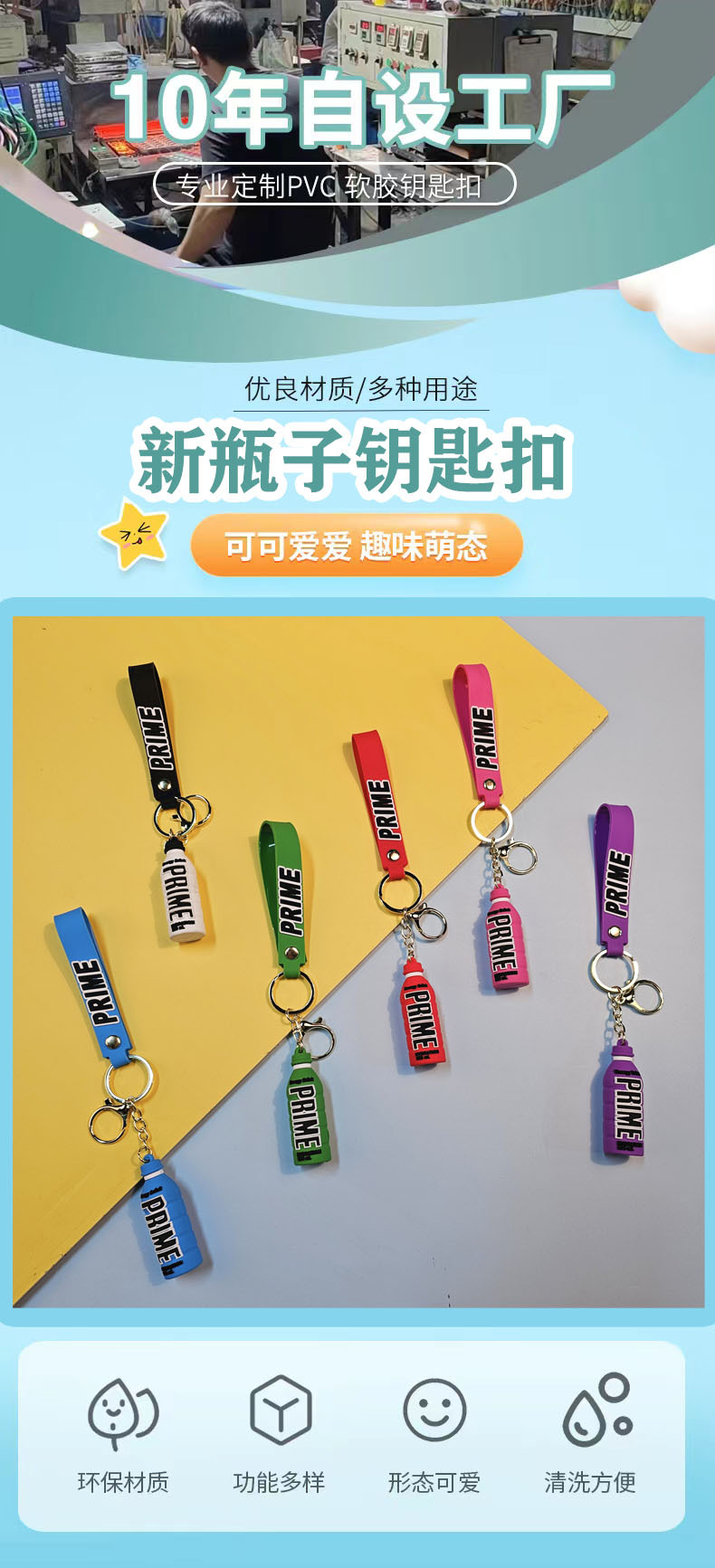 新瓶子prime drink酒瓶挂件钥匙扣盲盒地推学生包包配件公仔批发详情1