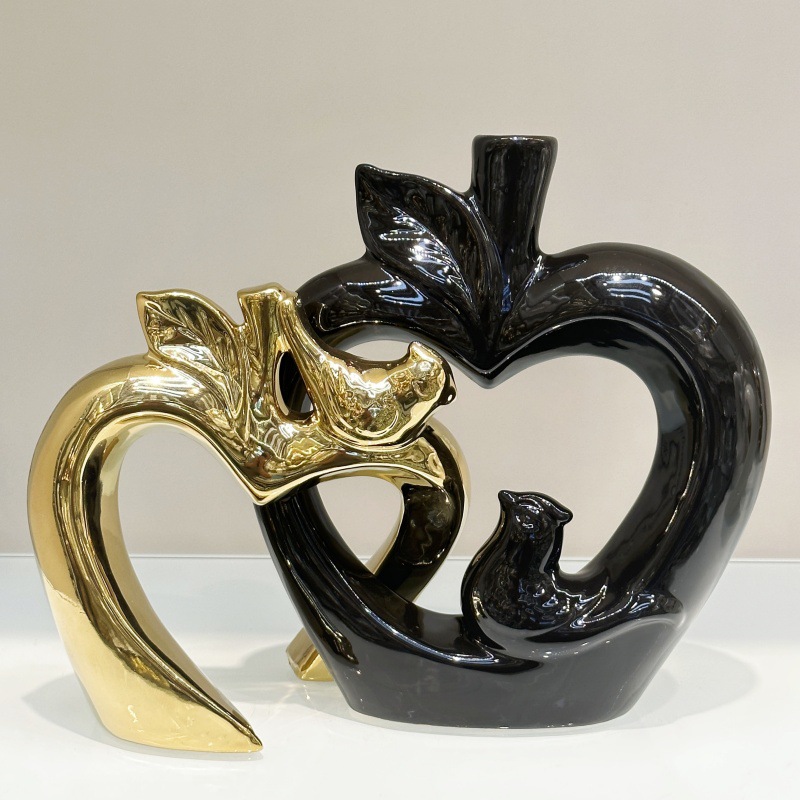 跨境轻奢现代电镀陶瓷花瓶动物高级艺术品创意插花陶瓷工艺品摆件详情7