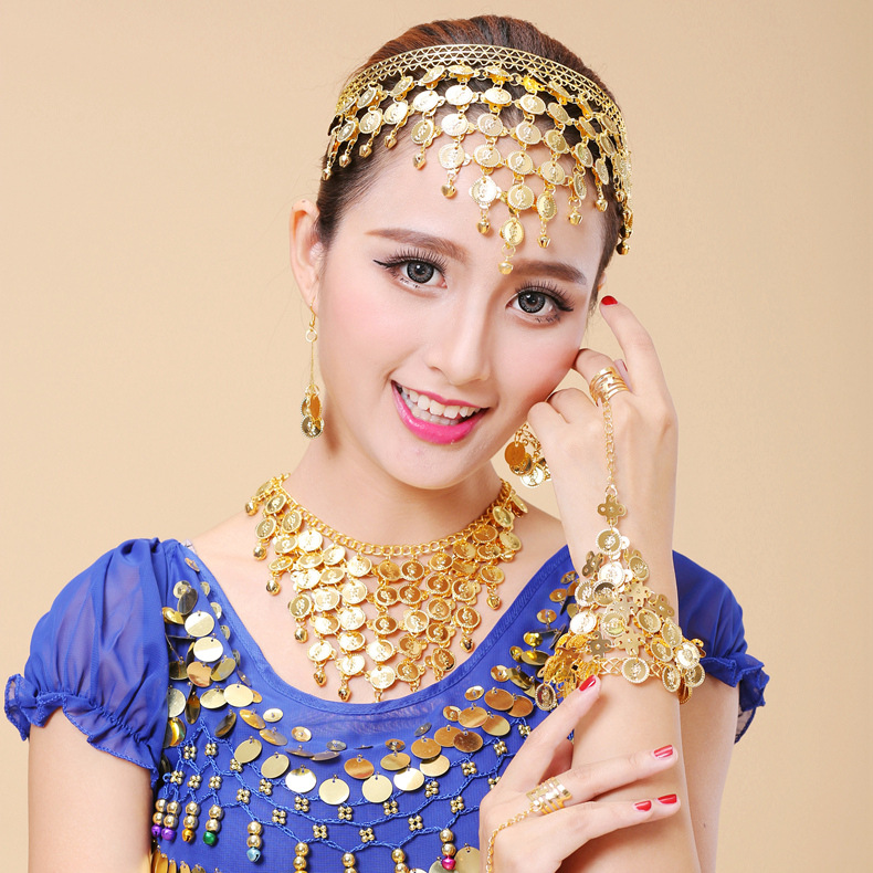 印度舞演出配饰发卡项链头饰耳环头饰首饰肚皮舞蹈服手链饰品发箍详情16