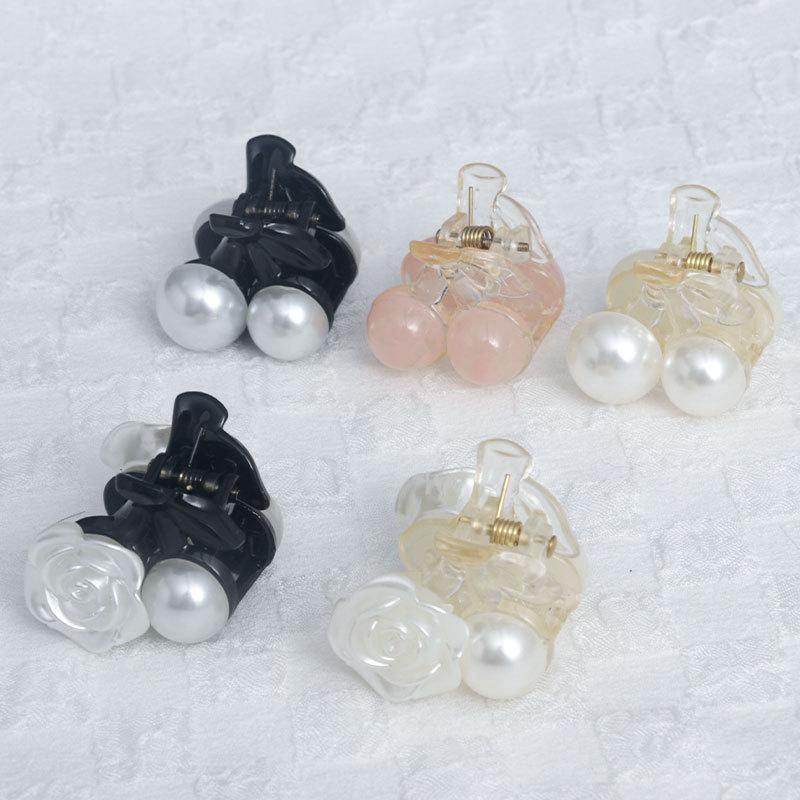 新款diy奶油胶手工发夹饰品配件黑色迷你几何小抓夹珍珠刘海夹详情7