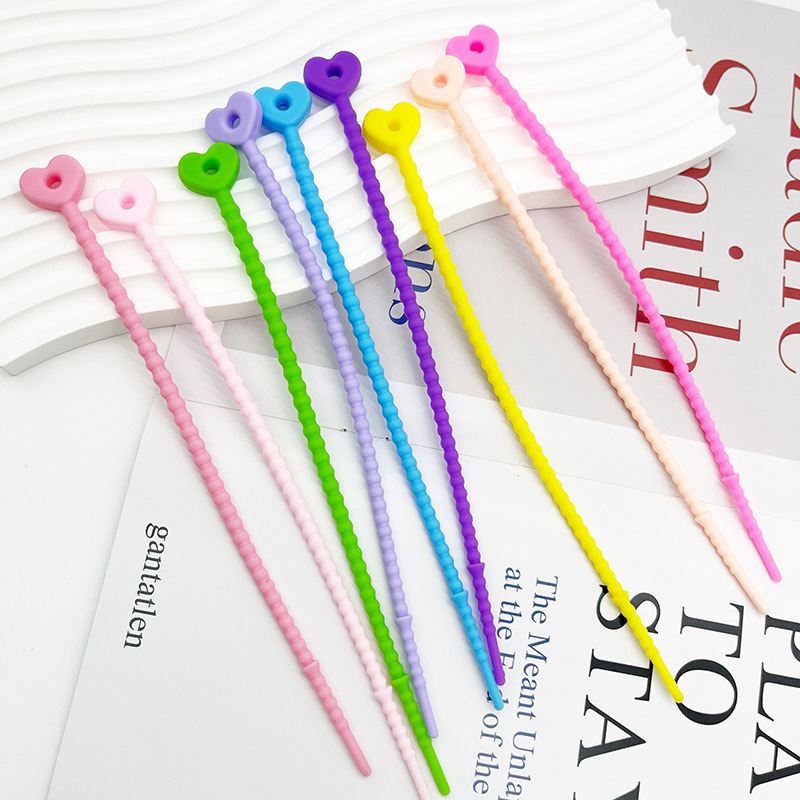 厂家批发210mm彩色硅胶扎带玩具公仔挂绳数据线收纳DIY饰品挂绳详情9