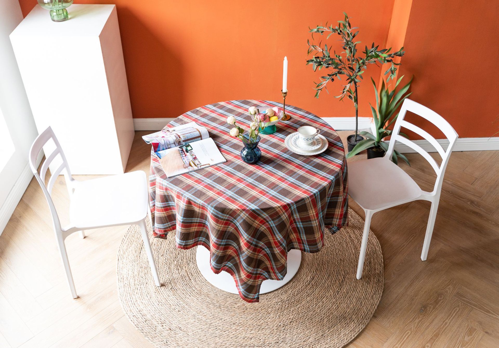 Cross-border Christmas holiday decoration table fabric, retro striped checkered cotton and linen restaurant party cover, Amazon pic 19