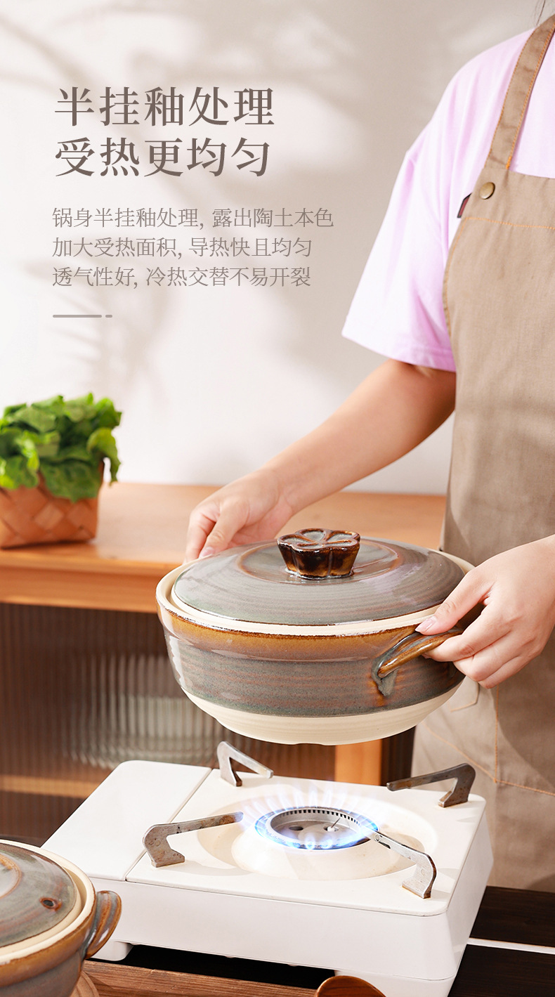 Retro clay pot stew pot for making soup home high-temperature resistant open flame glaze ceramic pot soup 煲仔饭 special clay pot for making soup pic 8