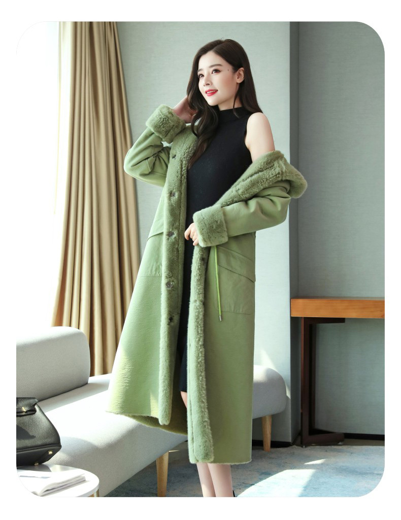 欧洲站时尚女装韩版冬连帽皮毛一体长款大衣女加绒加厚保暖外套潮详情17