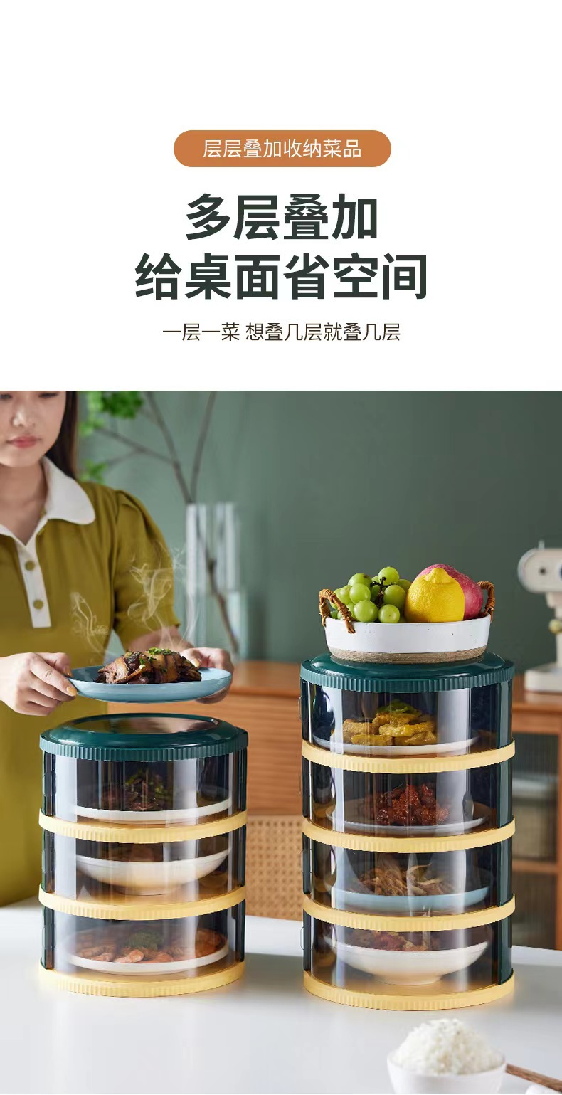 Folding vegetable cover, kitchen mosquito and fly-proof rice bowl, sliding door transparent leftover food cover, household rice bowl dust-proof food cover for heat preservation pic 11