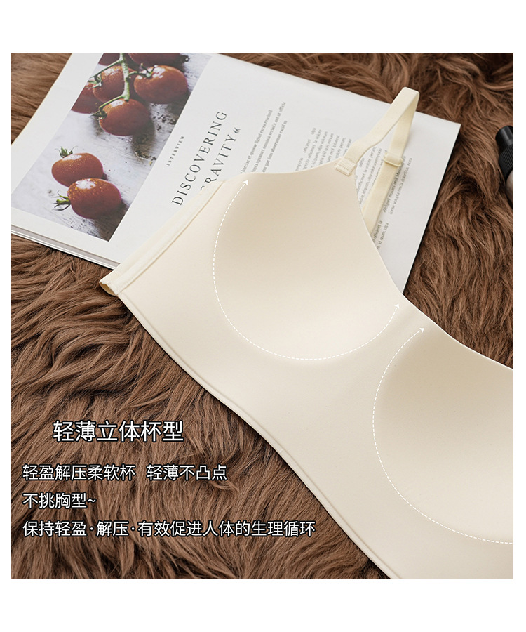 高质量专利裸感无痕内衣女士小胸聚拢舒适运动调整型无痕文胸罩薄详情20