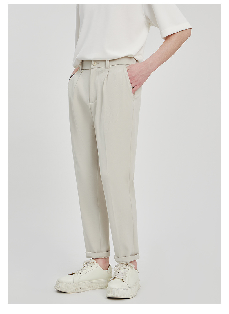 APO男装|宽松西裤男修身九分裤2024春夏抗皱直筒高级感休闲裤男详情21