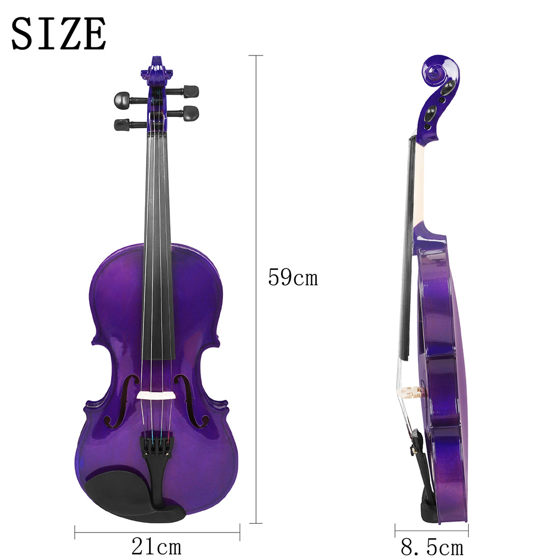 Cross-border popularization of violins, solid wood violins for children, beginners, grading practice. Colored violins can be customized pic 5