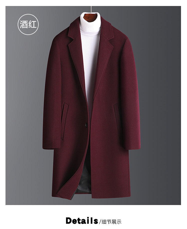 2022羊毛呢大衣男中长款韩版休闲男士中青年风衣冬季加厚呢子外套详情14