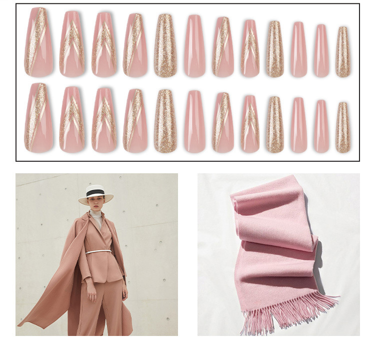 Wearable false nails, extra-long ballet nail patches, trapezoidal nails, popular nail art in Europe and America, French coffin nail patches wholesale, exclusive for foreign trade pic 15