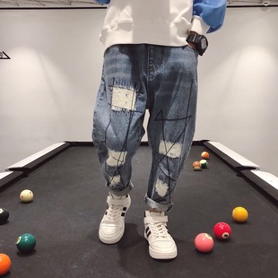 童装男童牛仔裤春秋款2022儿童一体绒裤子中大童秋冬加绒宽松韩版详情19