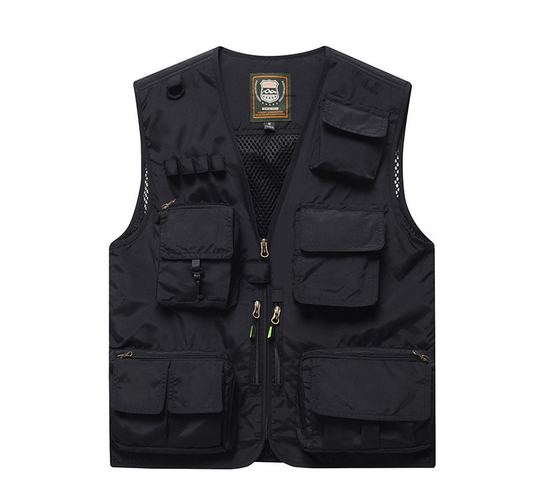 工装跨境透气坎肩马甲定制男士摄影多口袋钓鱼安全反光背心印logo详情16
