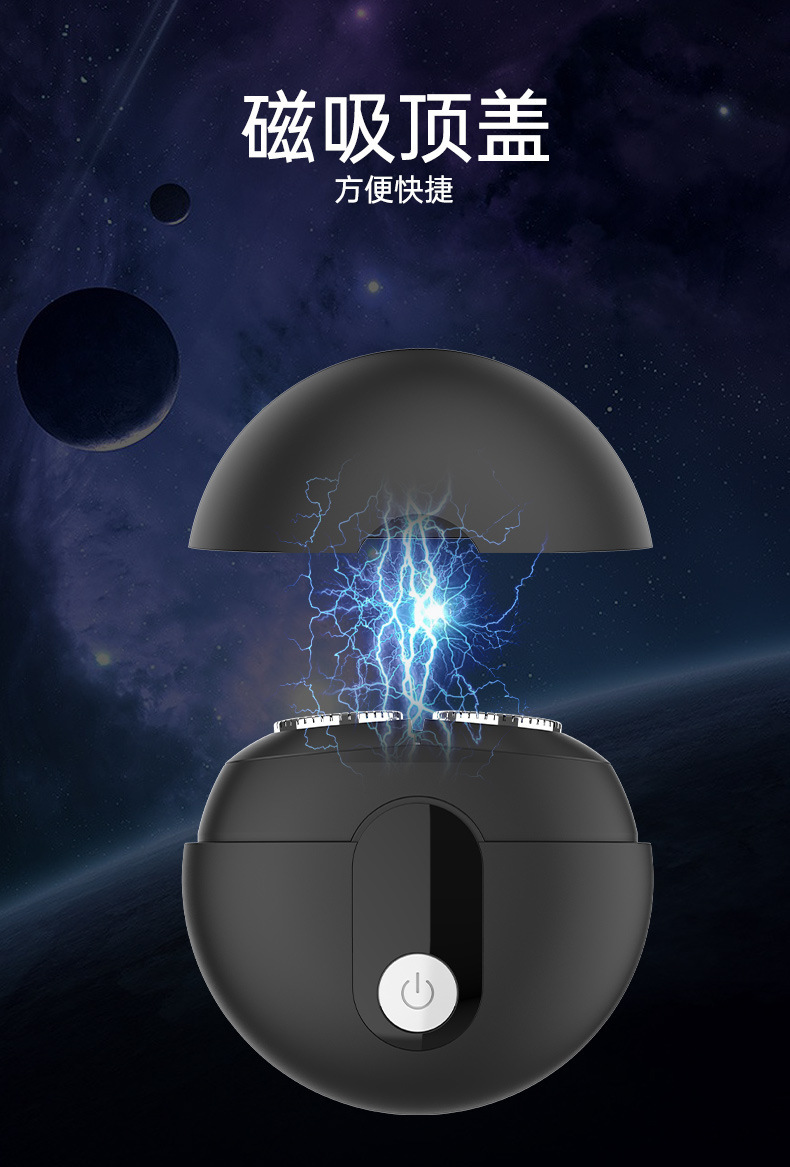 Hatteker portable electric shaver, rotary double-head razor, full-body washable mini beard razor pic 7